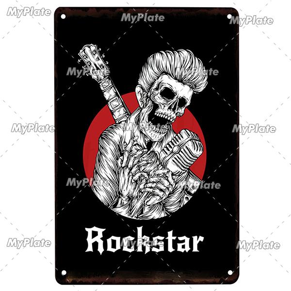 Hudba Gitar Vintage Plechová cedule Plechová cedule Rock Plaketa Domov Nástěnná dekorace Barová cedule Domácí Dekor Země Plakát Drop Shipping