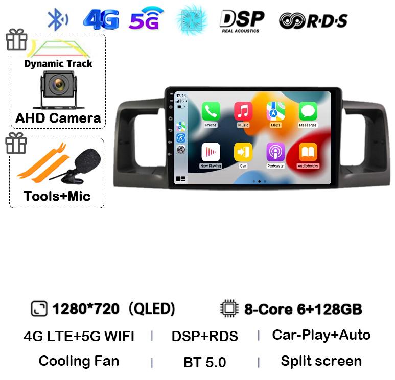 Android 14 Carplay Auto WIFI 4G Car Radio For Toyota Corolla E120 E 120 BYD F3 2007 2008 2009 2010 2011 Stereo Multimedia Player