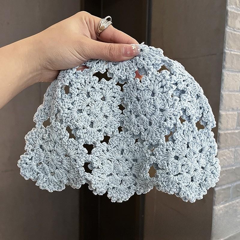 Knitted Floral Pattern Wool Hat For Women Spring Summer Breathable Fashion Accessory