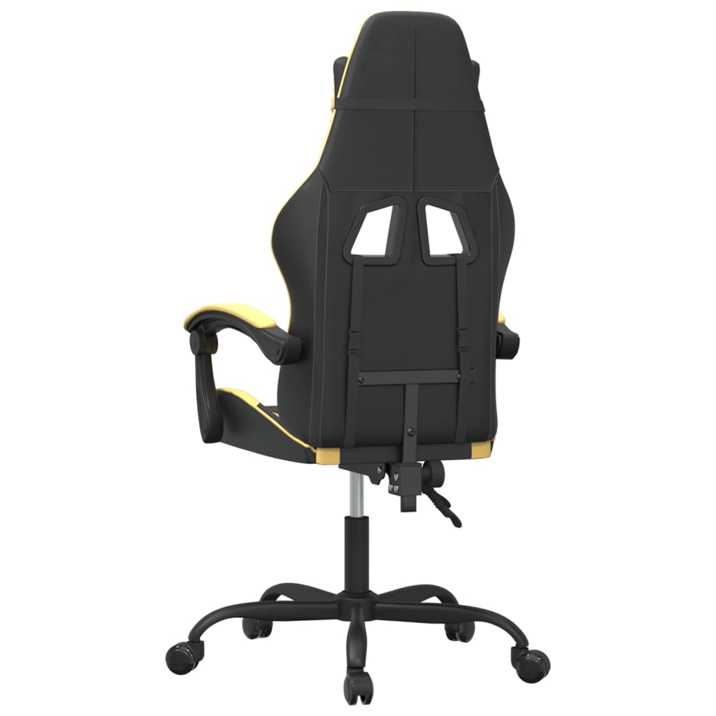Gaming Chair In Black and Gold Synthetic Leather