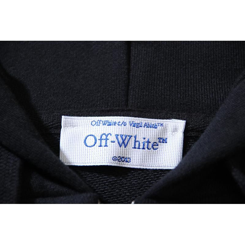 Off-White 2025 Jesień/Zima Nowa OW Podwójny Cień Wzór Żółtej Strzałki Drukowana Męska i Damska Bluza z Kapturem Zapinana na Zamek