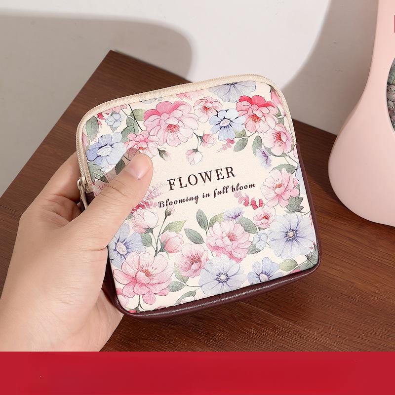 Large Capacity Sanitary Pads Bag Portable Mini Data Cables Organizer Multipurpose Women Girls Cosmetic Makeup Bag Coin Purse