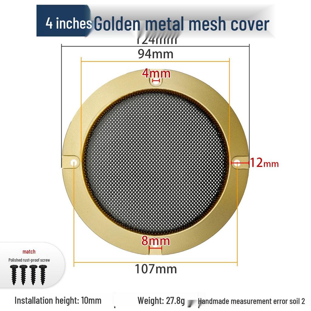 Metal Mesh Speaker Grille Dustproof Covers: 2-inch, 3-inch, 4-inch, 5-inch, 6.5-inch, 8-inch, 10-inch for Car Speakers.
