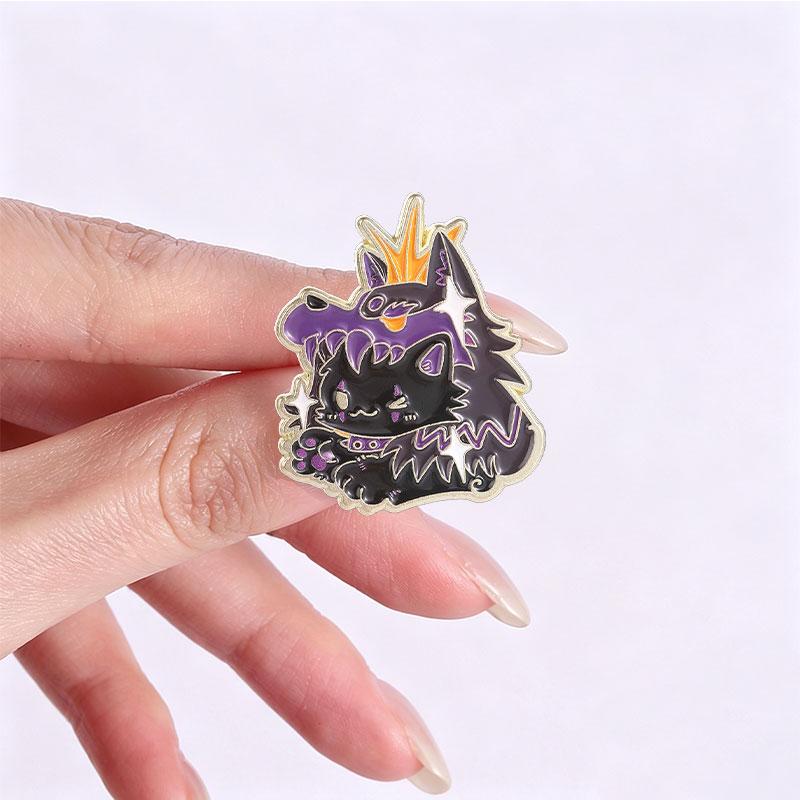 Xiaomi Cosplay Card Reasoning Game & Black Cat Enamel Pin Punk Demon Witch Cat Knight Shield Black Cat Brooch Lapel Bag Badges Jewelry