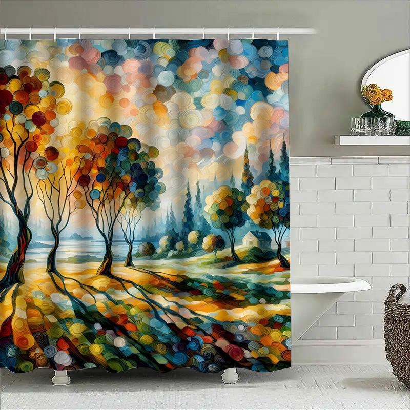 Fantasy Moonlit Landscape Shower Curtain Handcrafted Artwork For Bathroom Decor