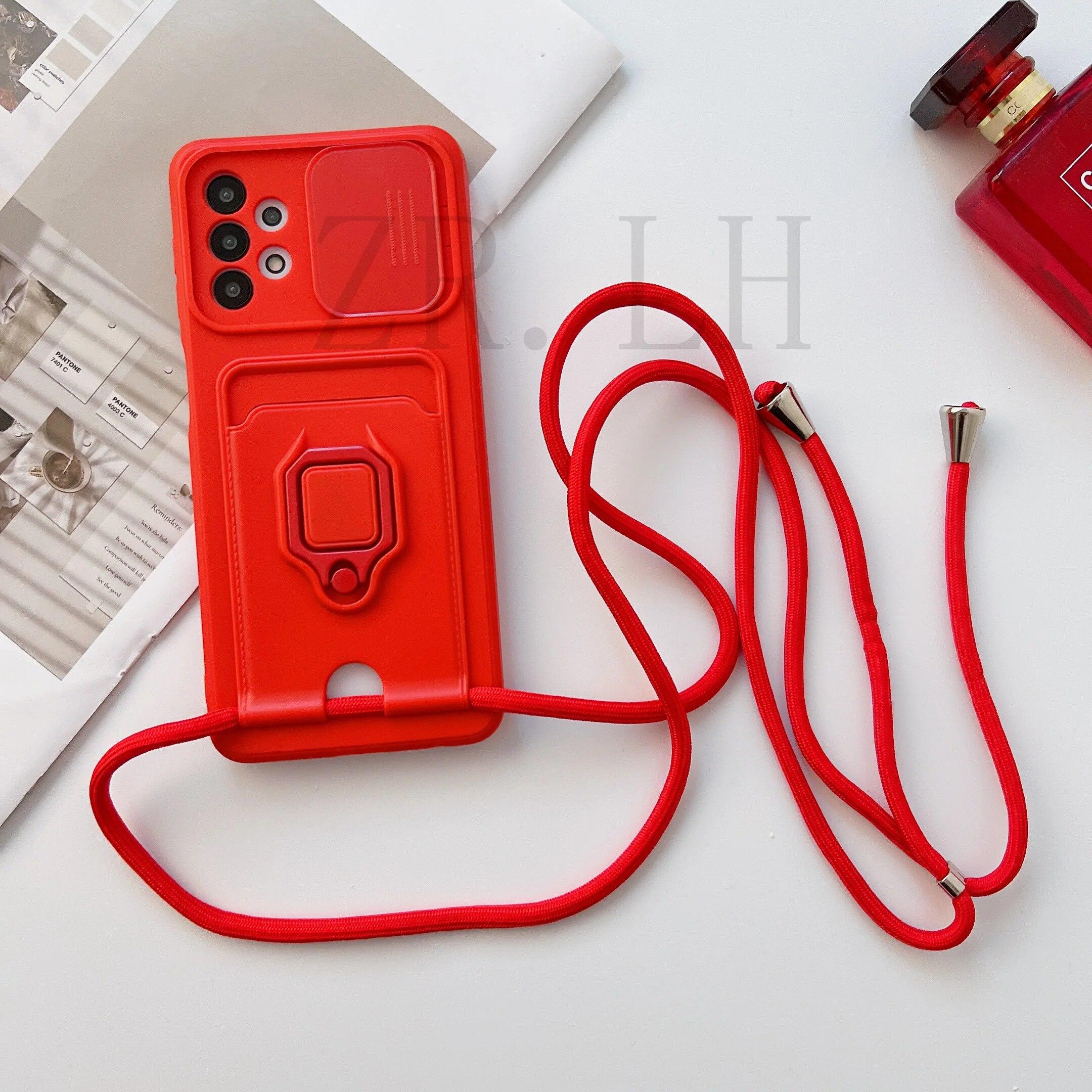 

Чехол-кошелек через плечо, шнур, шнурок, кошелек для карточек для Samsung S23 S22 Ultra A14 A24 A34 A54 A13 A23 A33 A53 A12 A32 A52 A31 A51 A71/Redmi Note 12 11 iphoen 6 7 8 красный