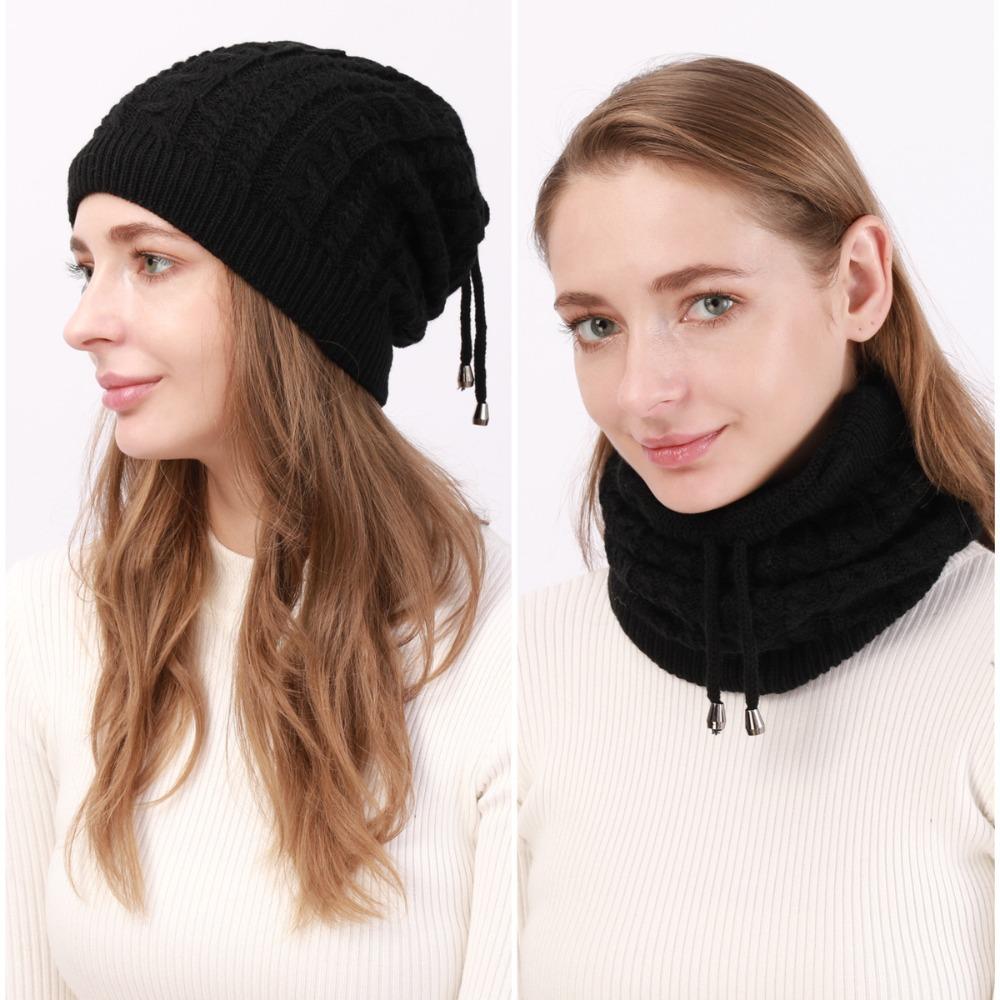 Soft Multifunction Snood Scarf Thick Knit Bonnet Turban Hat Vintage Beanies Cap Hat Autumn Winter