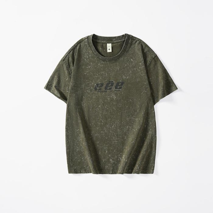 New Summer Short-sleeved Men s Large Size Loose Cotton Round Neck Printed Shirt M