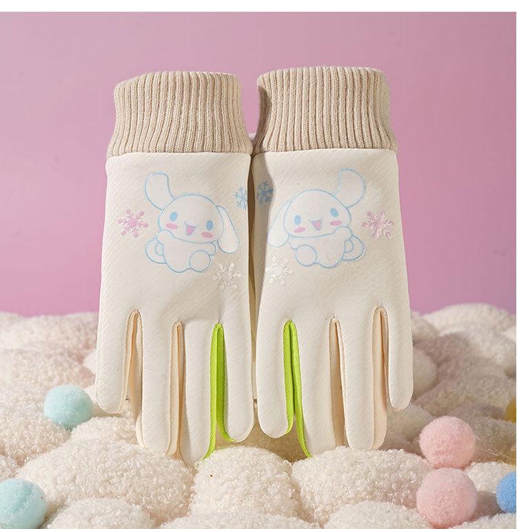 Kids' Winter Gloves: Fleece-Lined, Warm, Non-Slip, Waterproof for Skiing, Cycling, and Playing, with Cute Ribbed Cuffs and Five Finger Design.