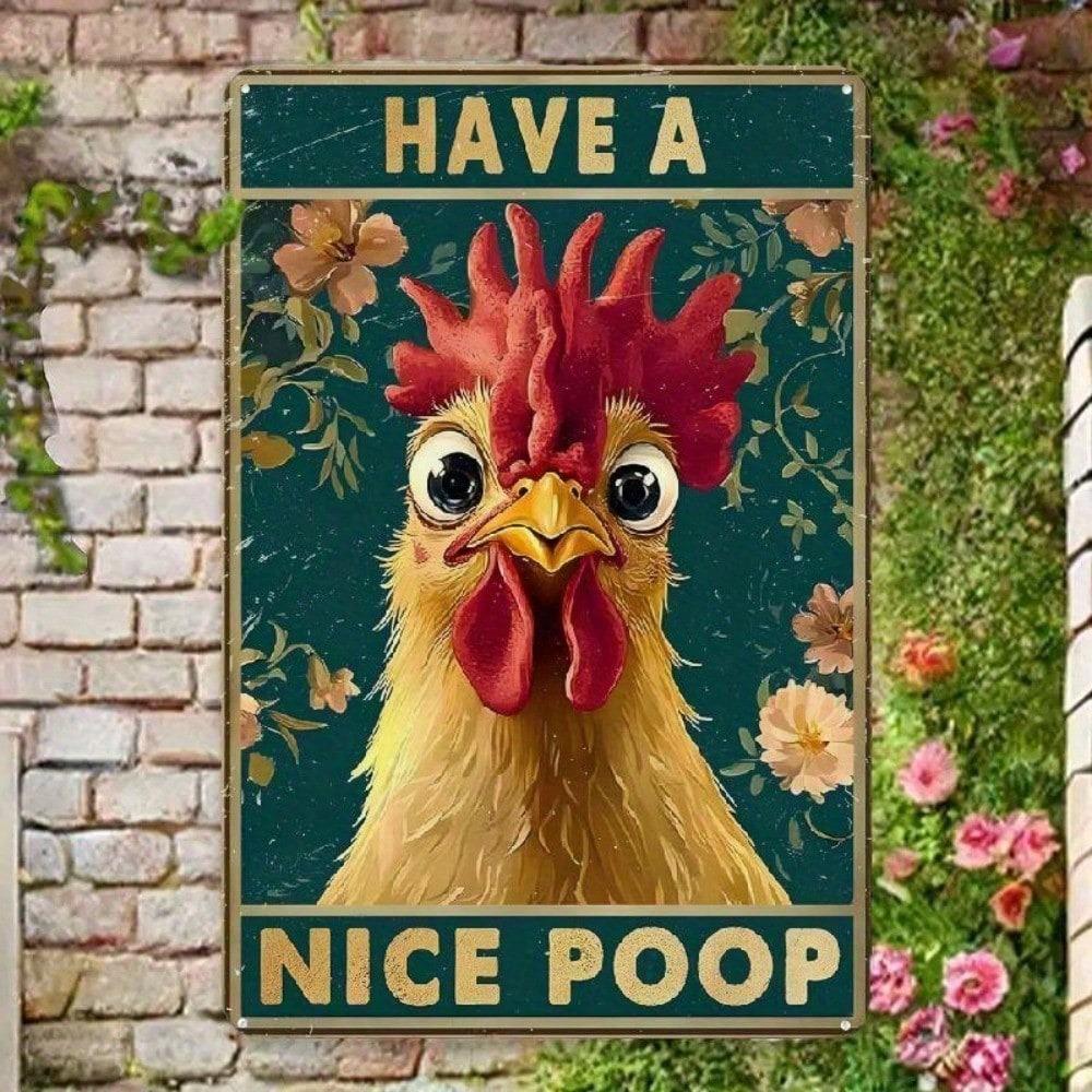 Funny Chicken Tin Sign 8x12 Inch Rustic Farmhouse Metal Wall Art Home Decor