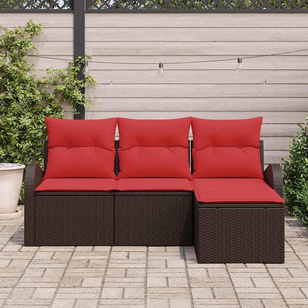 Garden Sofa Set Brown Poly Rattan