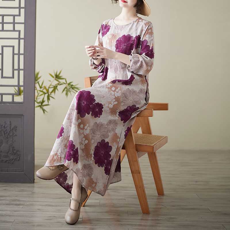 

Платье с круглым вырезом большого размера с длинными рукавами L