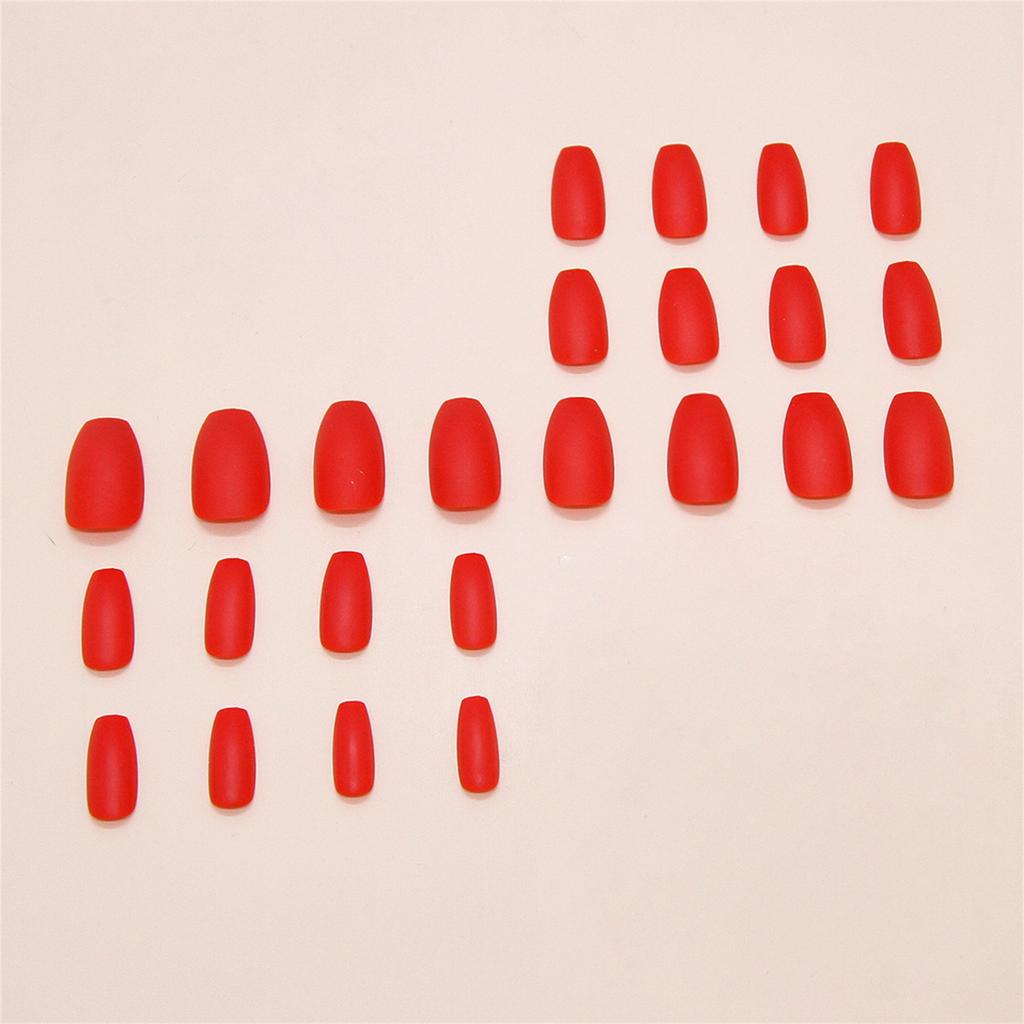 Velvet-Rose Midi False Nails 24Pcs Matte Texture Resin Material Fashion Decoration