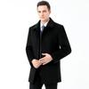 Middle-aged and elderly men's winter thickened woolen woolen coat men's medium-length lapel gold mink lining real fur collar coat
