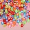 English Alphabet Bead Stringing DIY Jewelry Kit - Square Multicolor Loose Beads (Sizes: 5x5, 6x6, 7x7, 8x8, 10x10)