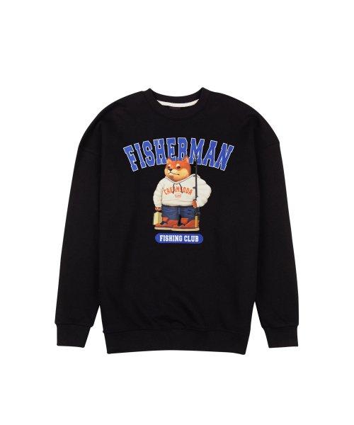 Cream Soda Lab Lab Fishing Club Giant Oversized Sweatshirt Black L