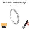Twisted Half Circle S925 Sterling Silver Moissanite Ring, D Color Inlaid, Stackable, Certifiable.