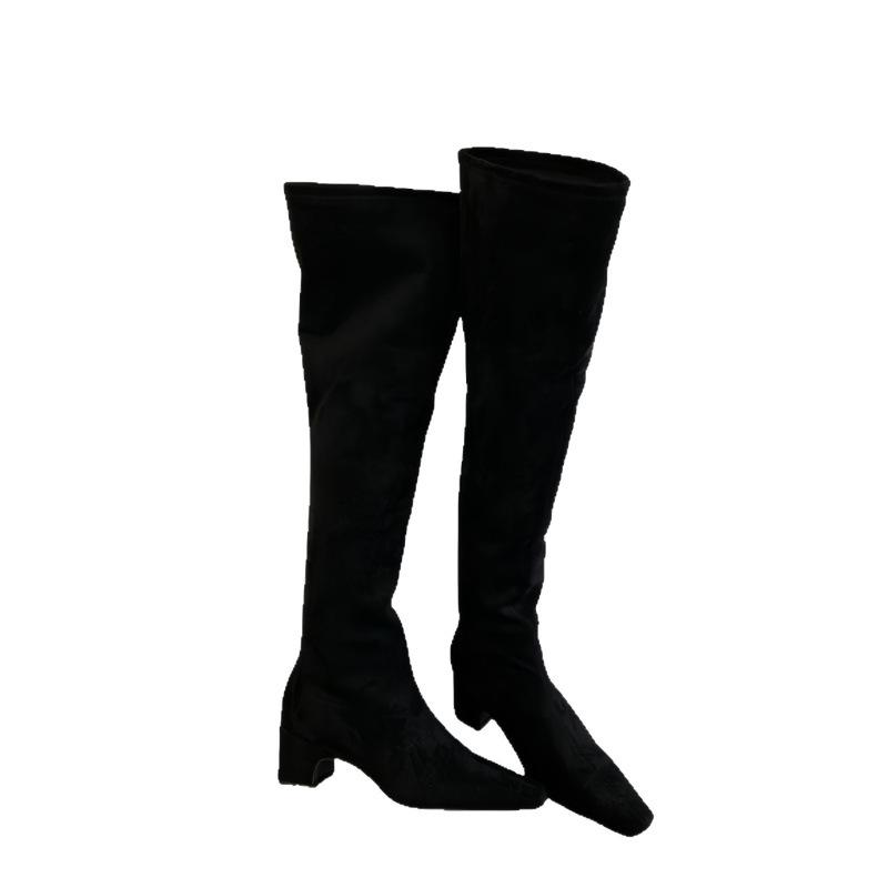 Thick heel retro knee boots women's shoes 2025 new autumn and winter stacking boots long knight boots