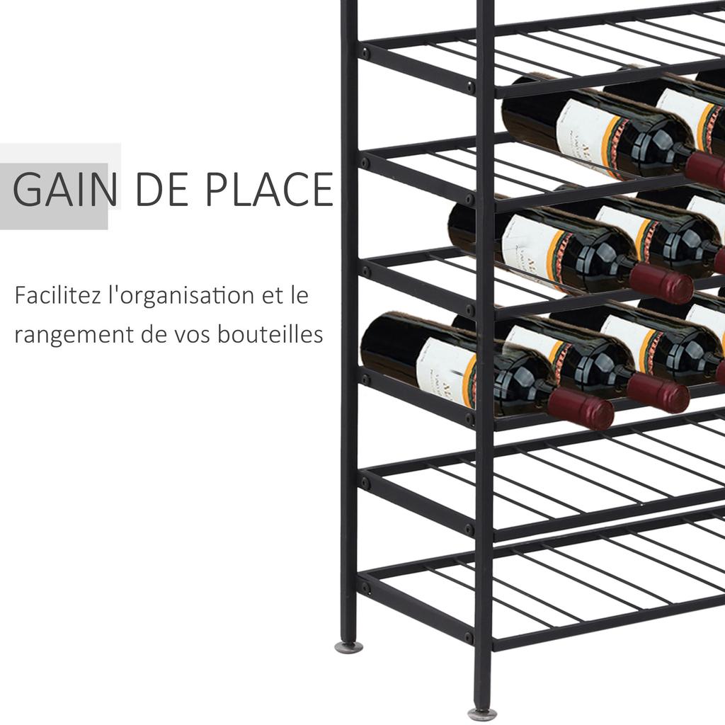 Wine Rack Bottle Rack Bottle Storage Capacity 54 Bottles Dim. 63L x 25W x 91H cm Black Metal