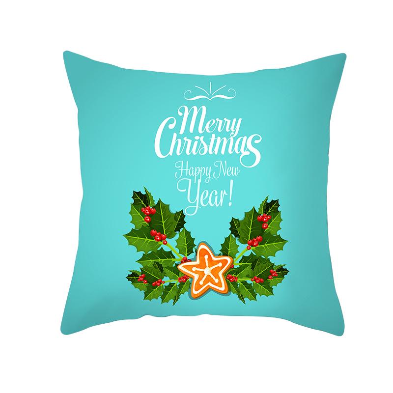 Peach Skin Christmas Print Pillow Case Cartoon Animal Home Sofa Cushion Cover Bedside Bedroom Pillow