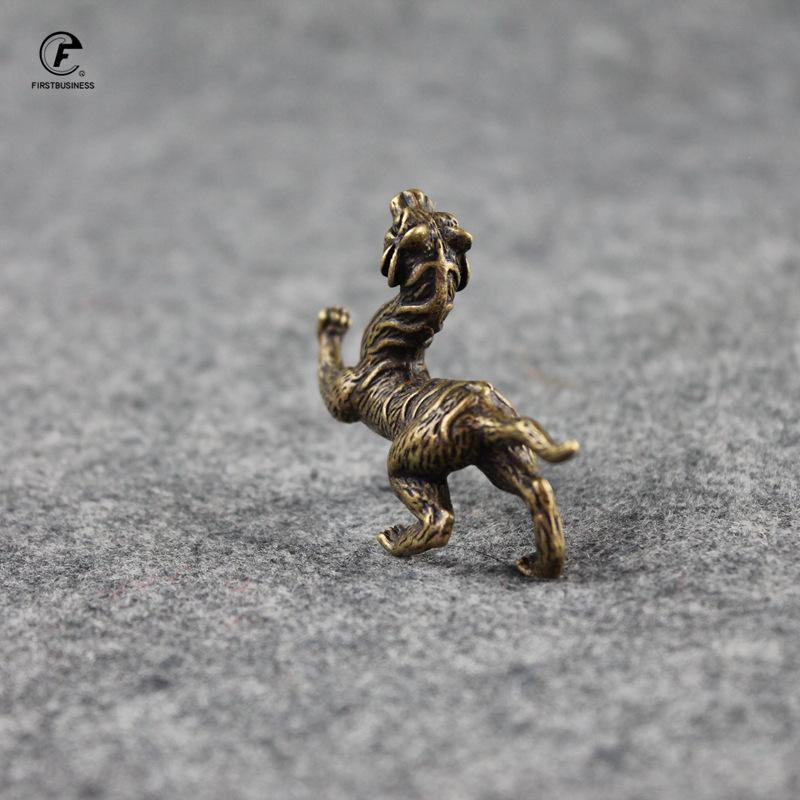 Pure Copper Chinese Ancient Mythical Beast Miniature Figurine whiteTiger Feng Shui Ornament Home Decoration Craft
