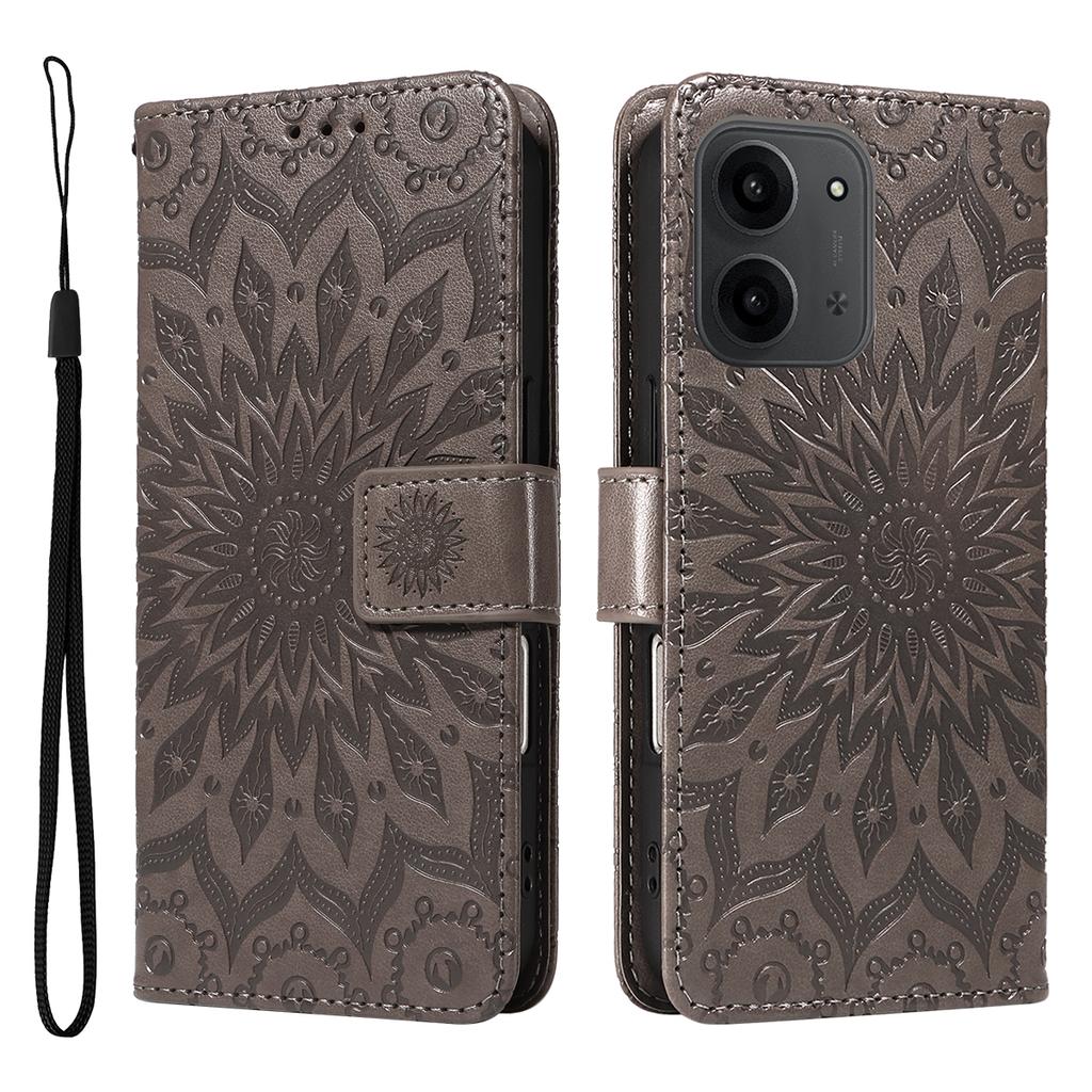 For Xiaomi Redmi 15C 4G (173mm) Leather Wallet Case Sunflower Imprinted Phone Cover