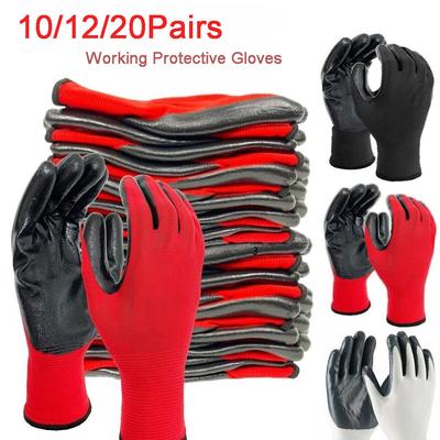 20-10 párů Bezpečnost Profesionální pracovní rukavice Ochranné rukavice pro muže Stavebnictví Zahrada Průmyslové ochranné pracovní Nylon Glo