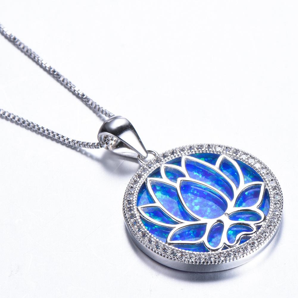 Necklace Circular Hollow Lotus Pendant