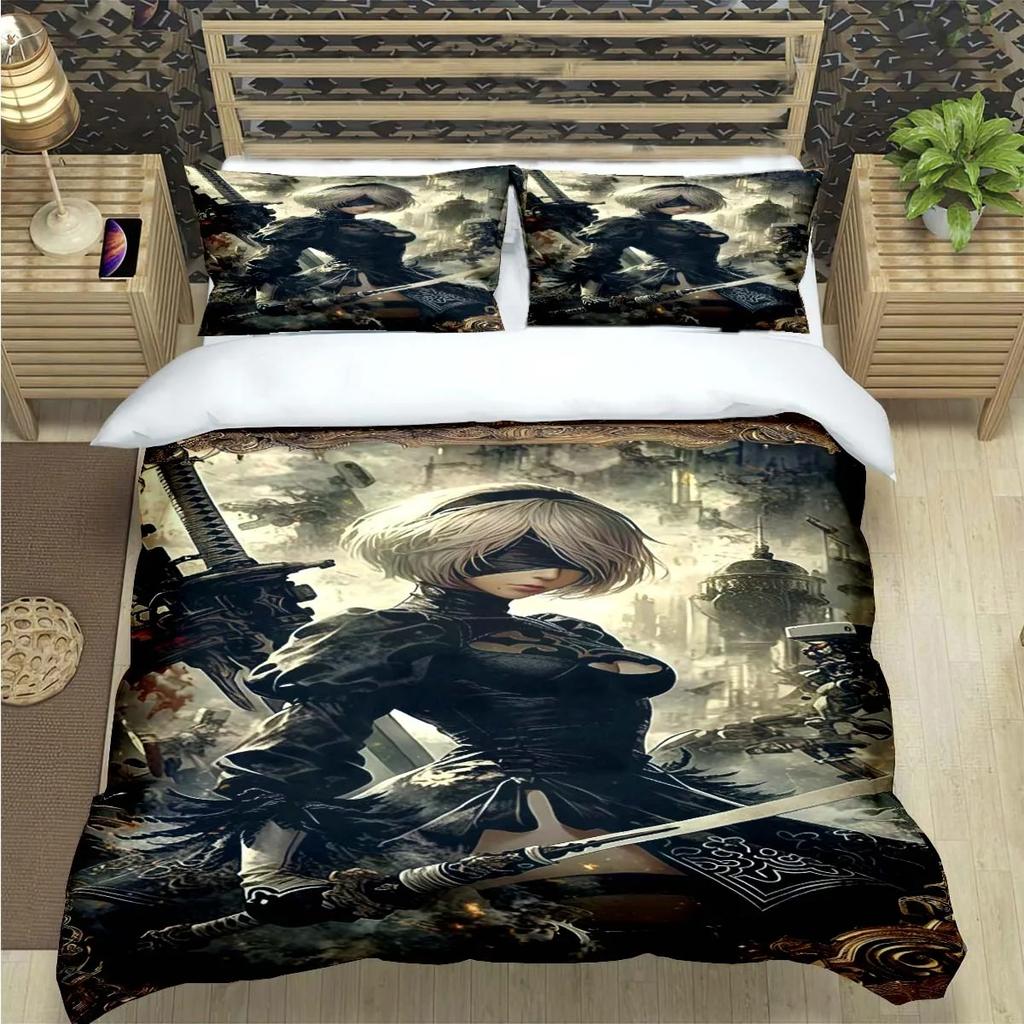 Famous Film Role A-Automata Nier Print Bedding Sets Bed Supplies Set Comforter Set Teens Girls Cartoon Twin Single Kid Gift