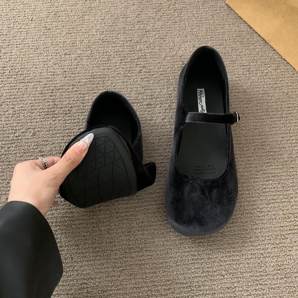 Fashion Bailamos 2024 Autumn Brand Women Flats Soft Velvet Eelgant Dress Shoes Round Toe Shallow Slip On Ladies Casual Ballet Shoes