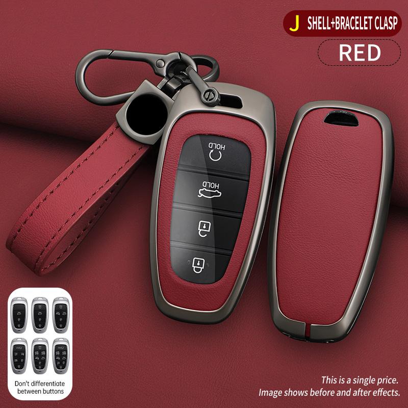 4 5 7 Button Zinc Alloy Leather Car Key Case For Hyundai Sonata Sel Ev 6 Ev 8 Ioniq 5 Nexo Dn8 Tucson Santa Fe Nx4 Staria Ioniq