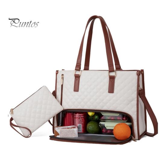 Сумка-тоут 2 в 1, сумка для ланча для женщин, сумка для ланча для ноутбука 15,6 дюйма, большая сумка с отделением для ланча, вместительная рабочая сумка для офиса, колледжа белый