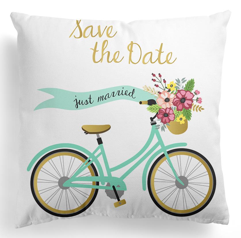 New Spring Flower Pillowcase Easter Bicycle Small Truck Peach Leather Velvet Printed Home Pillowcase