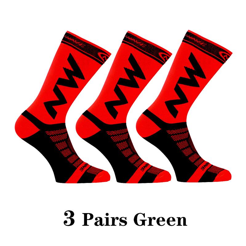 3 Pairs NW Cycling Socks Mens Outdoor Sports Running Socks Man Road Mid Tube Professional Breathable Climbing Mountain Bike Sock