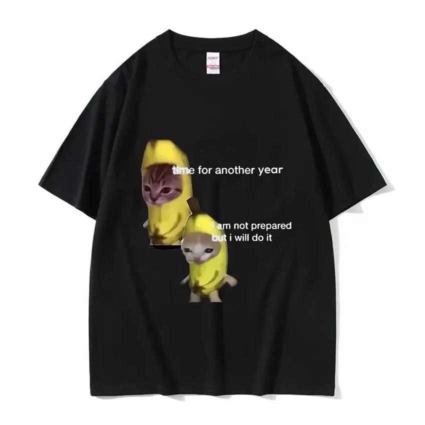 Funny Cute Banana Cat Happy Bananacat Meme Tshirt Unisex Women T-Shirt Cotton Streetwear Short Sleeve T Shirt Tee Clothes