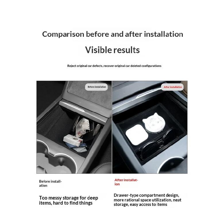 Central Control Storage Box for Tesla Model 3/Y/YL Highland Juniper Center Console Organizer Tray Armrest Cubby Drawer Accessory