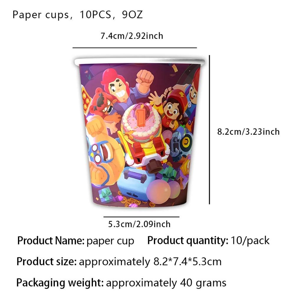 Brawl Stars Game Themed Birthday Party Tableware Paper Cups Plates Napkins Tablecloth Banner Birthday Gift Party Supplies
