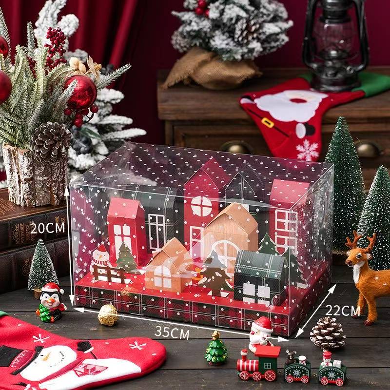 Christmas House Box Gift Packaging Box House Candy Cookie Gift Decoration Countdown Calendar Box for Newyear Christmas