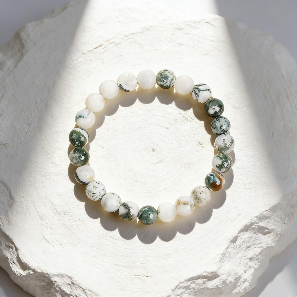 Moss Agate Bracelet 6 8 10mm Natural Stone Beaded Reiki Healing Vitality Charm Handmade Crystal New Jewelry Gift for Women Men