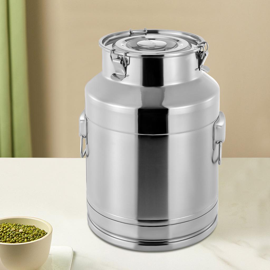 304 Stainless Steel Milk Can, 28 Liter Large Capacity Sealed Lid, Multipurpose Liquid Storage Container for Dairy, Wine, Brewing