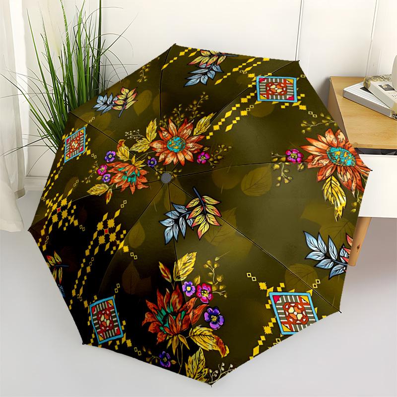 

1pc Floral Pattern Automatic Folding Umbrella - 8-Rib Automatic Open/Close, Large Canopy, Portable for Office, Living Room, Bedroom yy251217147