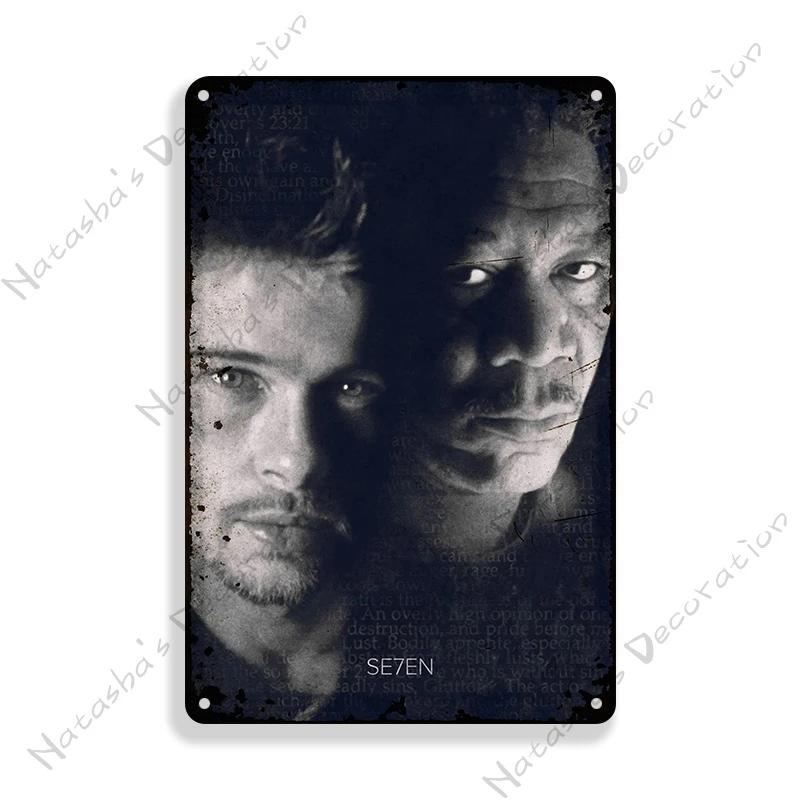Classic Movie Poster Se7en Metal Sign Wall Plate Retro Decorative Sign Home Bar Club Cafe Cinema Wall Decor Vintage Metal Plaque
