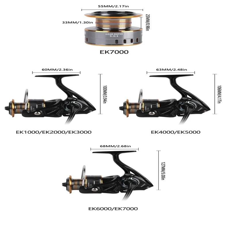 New Professional Ultralight 1000~7000 Series 5.2:1 Gear Ratio 26LB Max Drag CNC Metal Spool Spinning Fishing Reel for Freshwater and Saltwater
