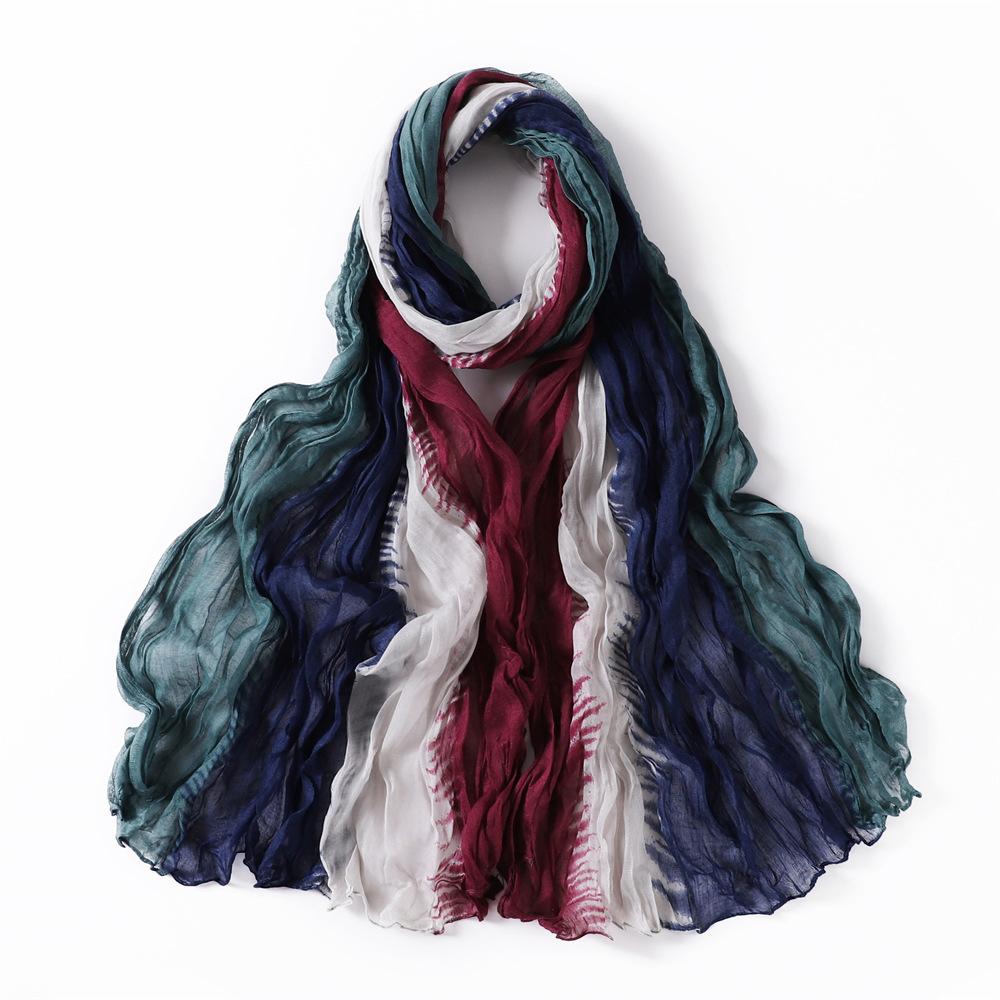 Gradient Voile Crumpled Scarves New Women Scarf Girls Soft Sunscreen Outdoor Breathable Thin Shawl Summer Female Wrap Shawls