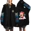 One Piece Chibi Chopper Scared Zip Hoodie Straw Hat Logo with One Piece Sleeves Back Chopper Screaming Scared On Cloud Oversized Anime Zip-Up