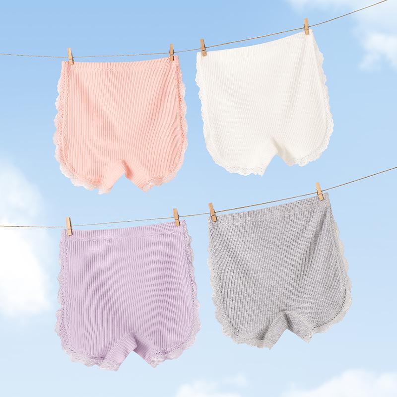 Mädchen Baumwoll-Boxershorts mit Spitze für Sicherheit, antibakteriell