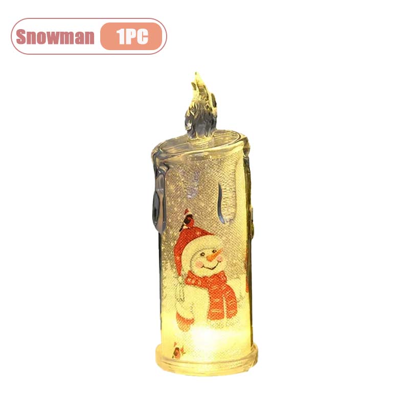 1-5PCS LED Christmas Decoration Flameless Electronic Candle Realistic Dripping Tears Santa Claus Snowman Ornament Tabletop Decor