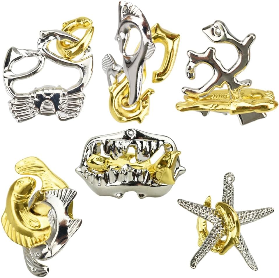 

TMR.Breath G Brain Teaser Ring, 3D Ring Puzzle Set of 6, Graded by Difficulty Level, for Kids and Adults, Time Killer, Break Time, Long Distance