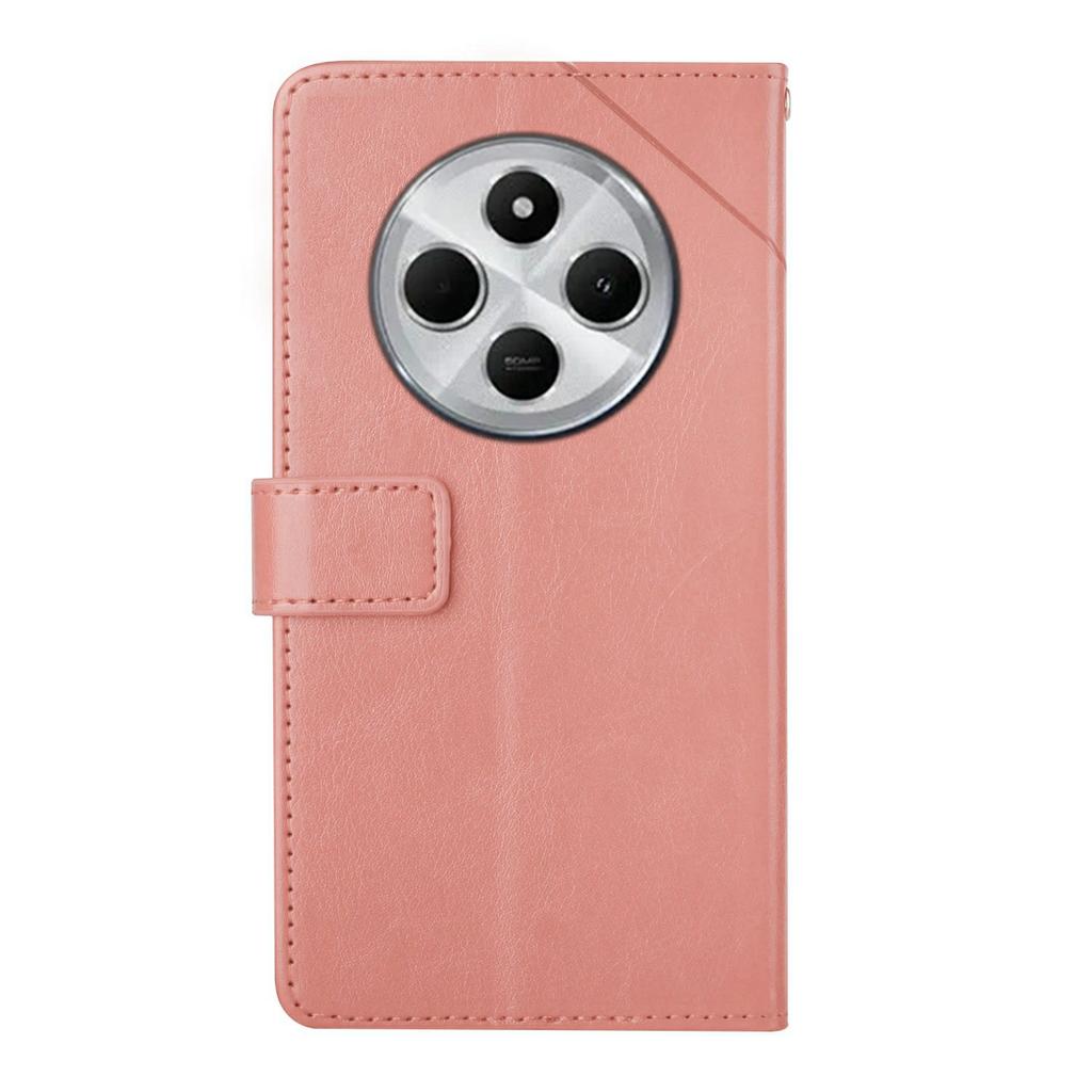 For Xiaomi Poco C75 4G/Redmi 14R 5G/14C 4G Case with Wrist Strap Y Shaped Lines Imprint Leather Phone Cover