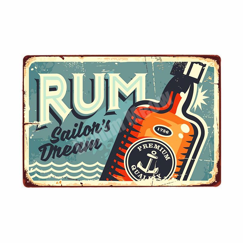 Rum Vintage Metal Tin Signs, Beer Wall Stickers, Bar, Grill, Pub, Cafe, Home Decor, Whisky Art Painting, Decorative Plates